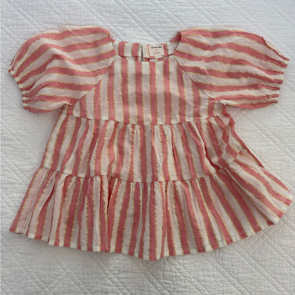 Crewcuts Pink and Gold Blouse w/Ruffled Details